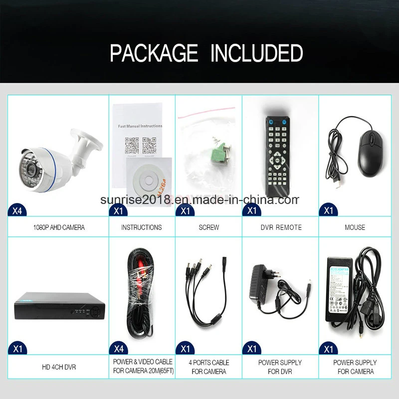 Outdoor 1080P Motion Detection CCTV Ahd DVR Surveillance Kits