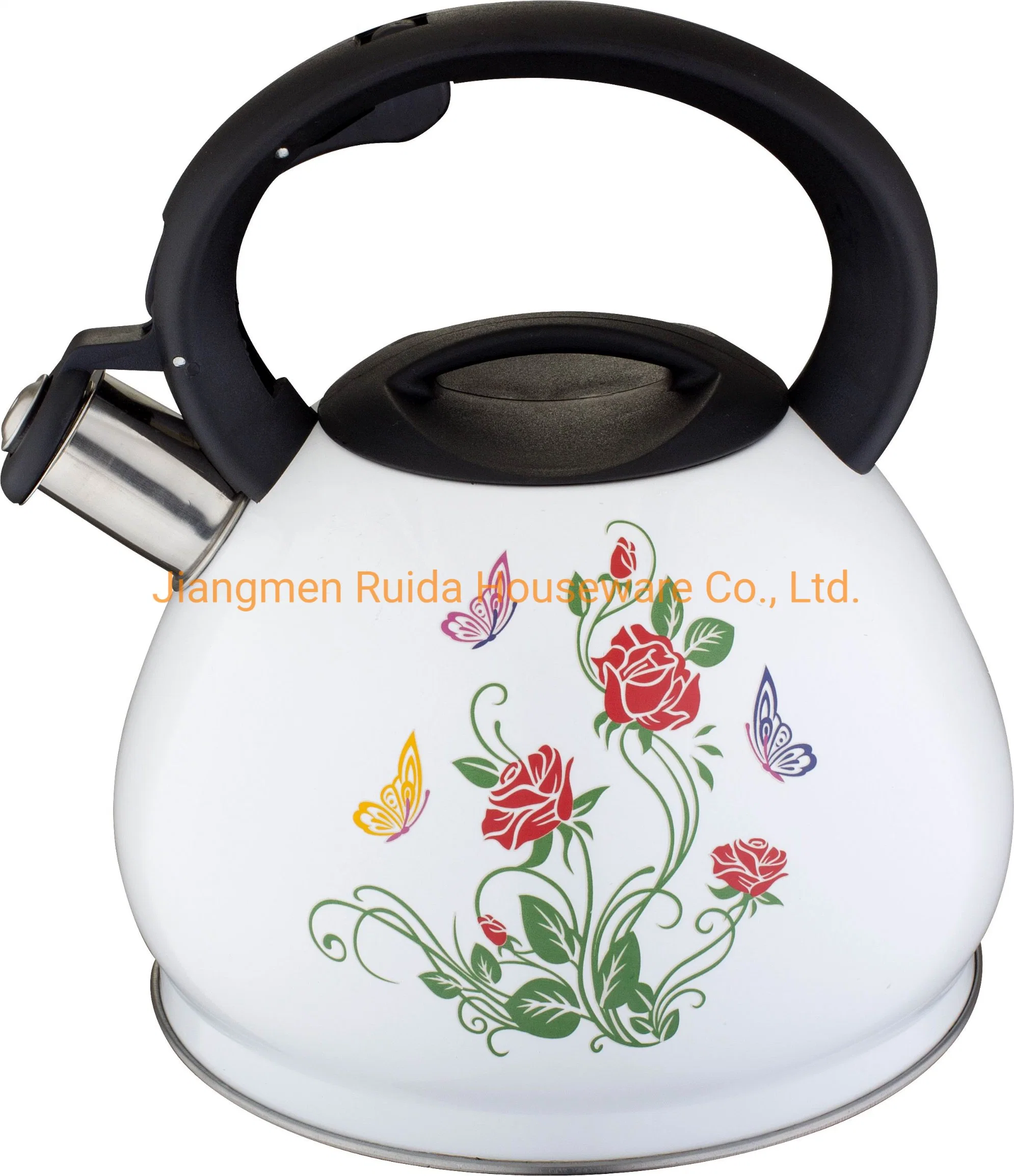 3L Kitchen Stainless Steel Whistling Tea Water Kettle with Wood Soft Touch Handle