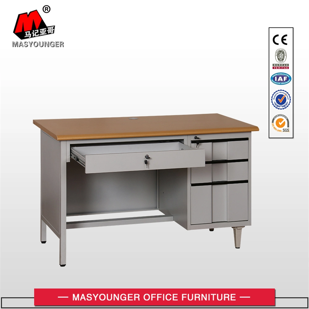 Knocked Down Metal Frame Office Computer Table with Drawers