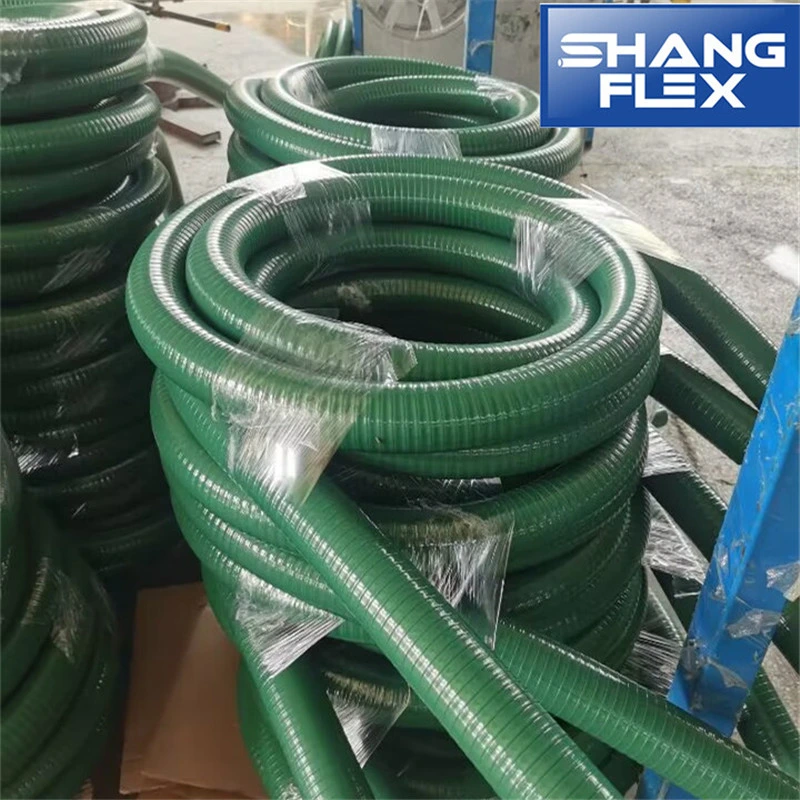 Green Reinforced Spiral PVC Suction Hose for High Vacuum Service and Septic Tank Service