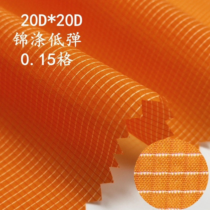 Brocade poliéster de baja elástica 0,15 piel de cuadros 20d de doble color Compruebe la tela de nylon