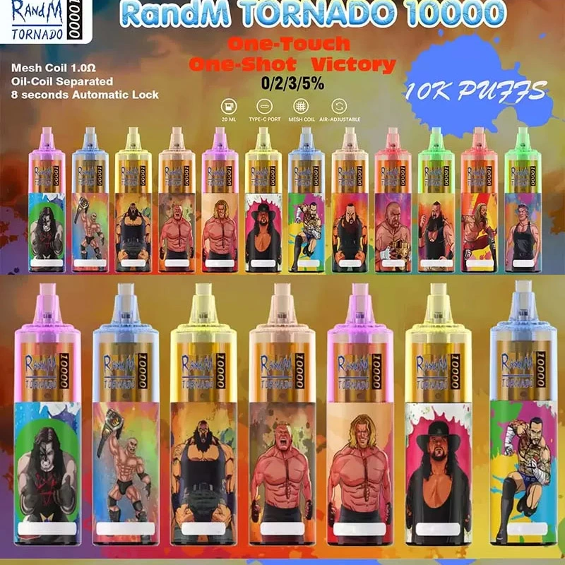 Randm Tornado 10000 Disposable E Cigarettes Airflow Control Device 6 Colors RGB Light 0% 2% 3% 5% Optional 12 Colors