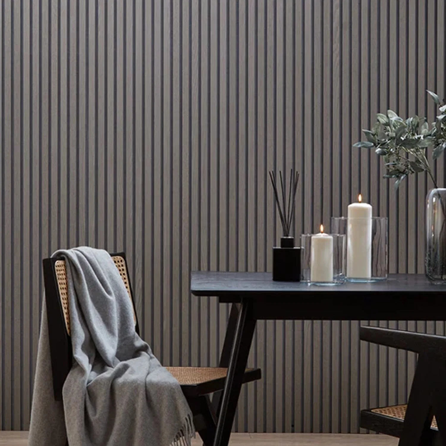 Wall Dark Oak Veneer Akupanel Sound Absorption Slatted Wooden Pet Panel