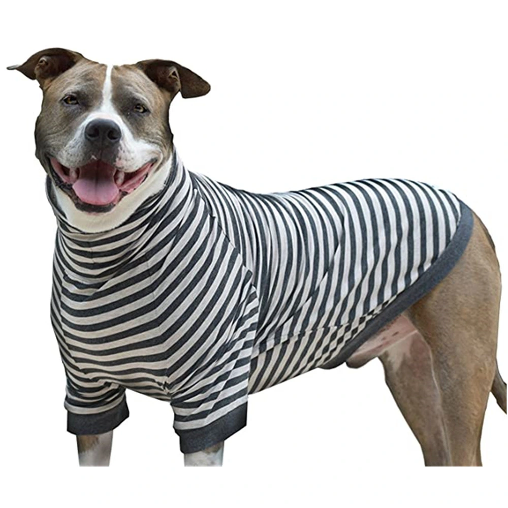 High Quality Soft Big Dog Stripe Shirt Pullover Full Belly Coverage Pet Dog Clothes Apparel