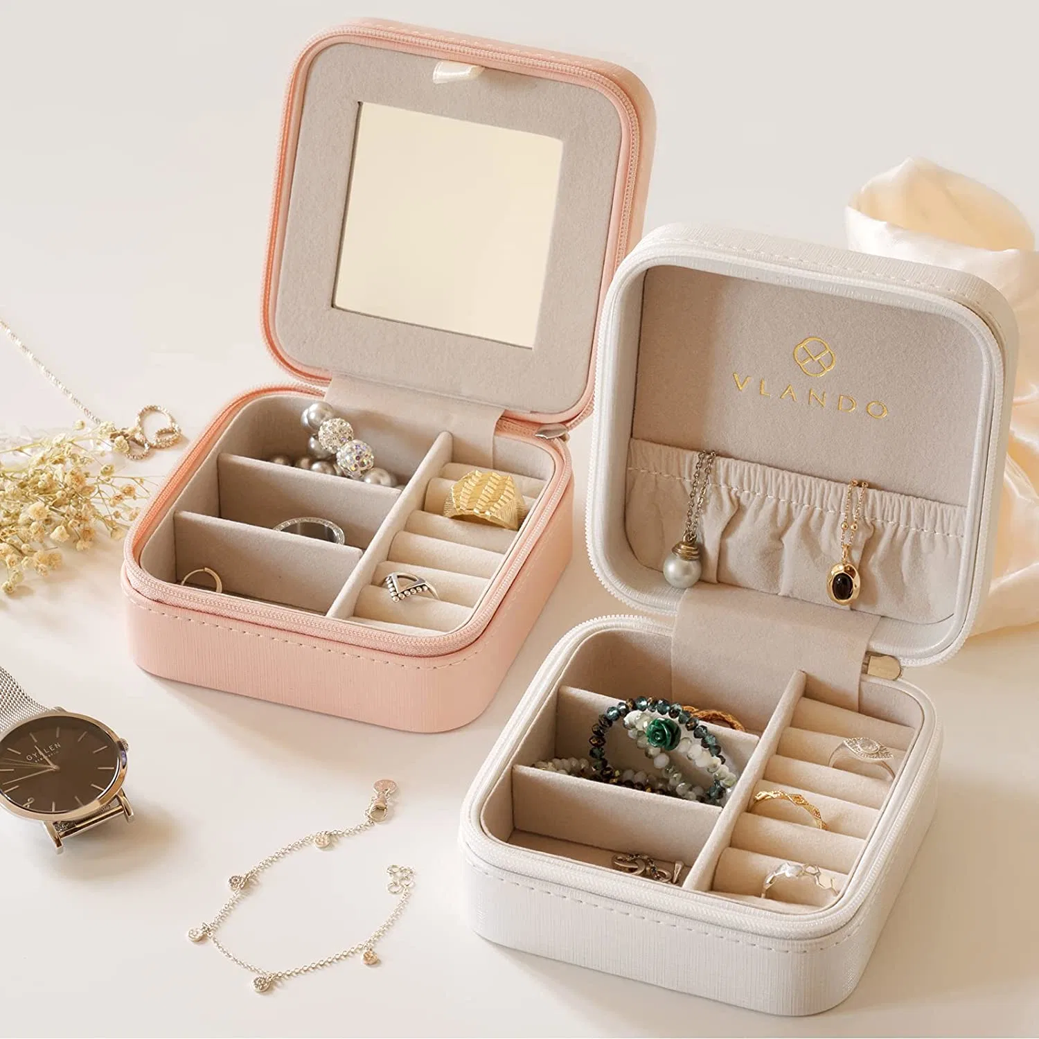 White Small Travel Jewelry Display Jewelry Box for Girls