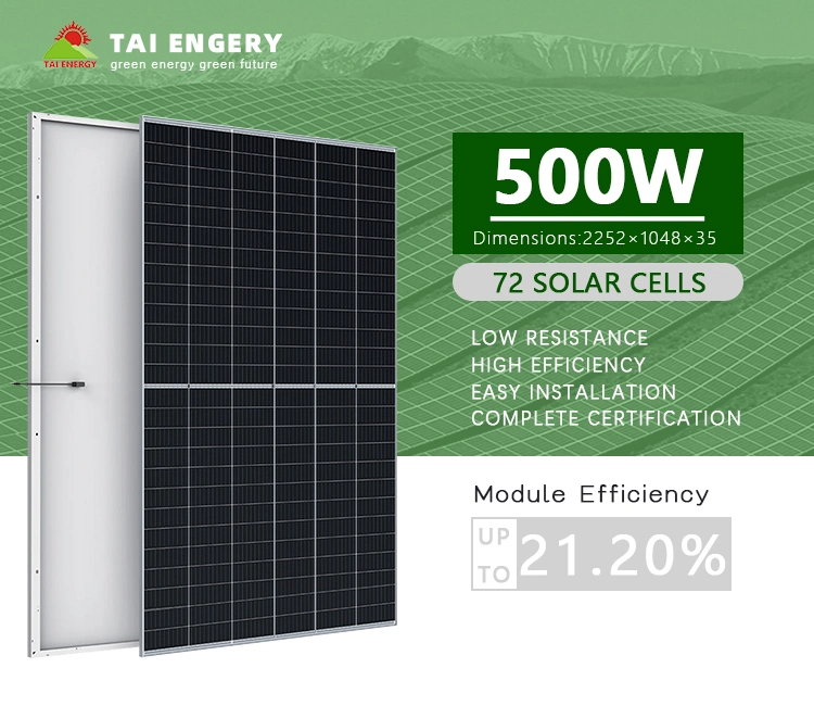 Tai Energy 485W 490W 495W 500W 505W Half-Cut PERC Mono Panel solar para sistema de energía solar