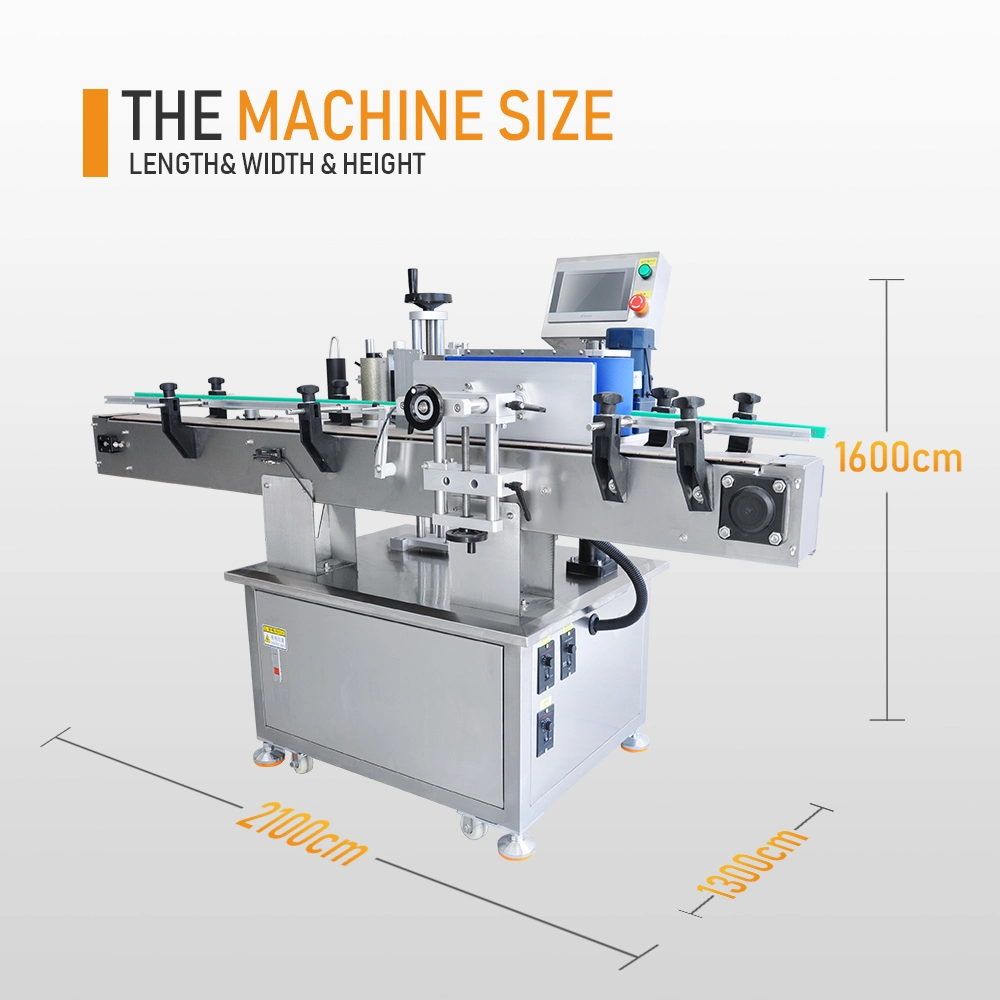 Machine d'impression et d'étiquetage automatique de bouteilles rondes, boîtes et bocaux, pour coller des étiquettes en papier sur des bouteilles d'eau minérale et de bière.