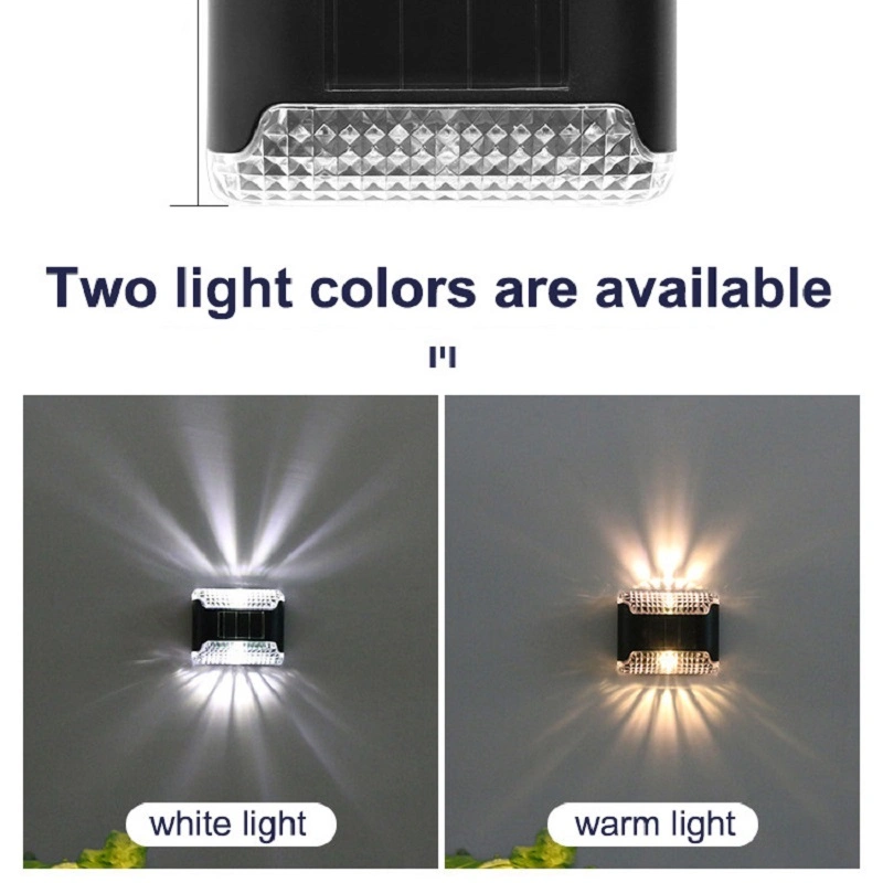 Warm White Step Wall Light LED Lighting up Down Solar Outdoor Lamp