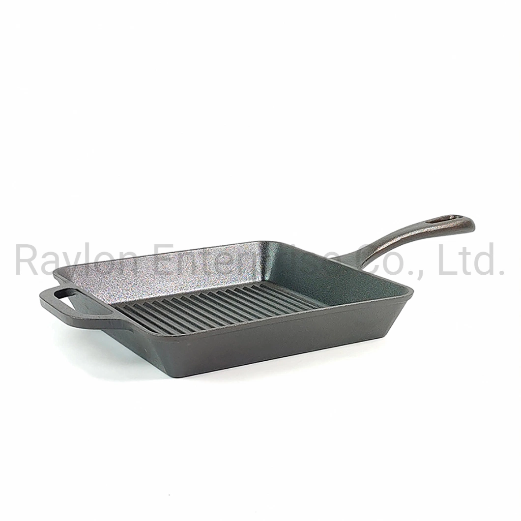 Wholesale/Supplier 23cm Pre-Seasoned Custom Cast Iron Griddle Plate Barbecue Pan Square Grill Pan Set