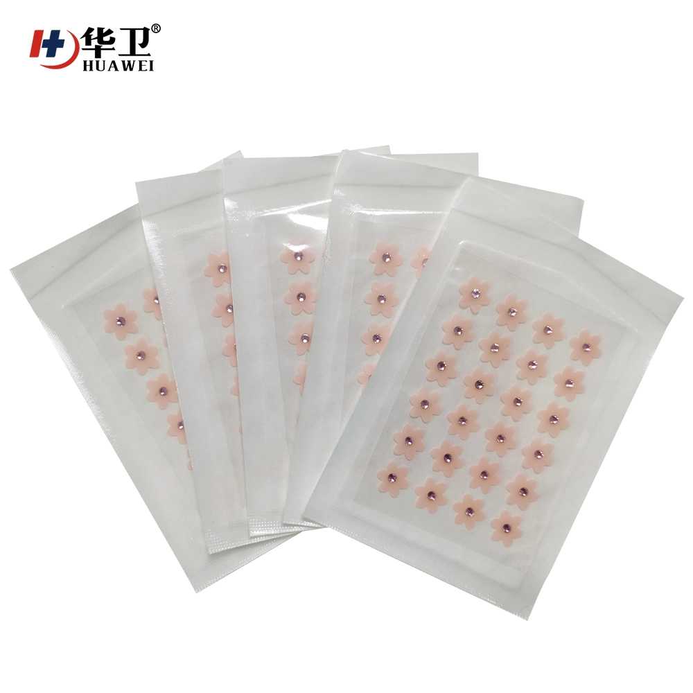 Flower Type Acne Patch with Diamond Hydrocolloid Adhsive Patches Pimple Blemish 24dots/Patch