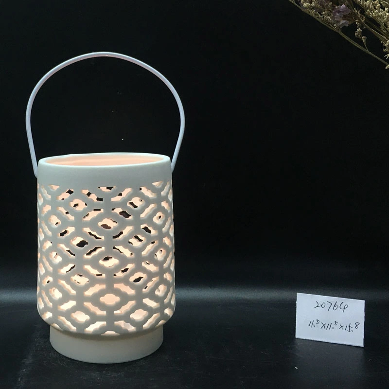 Lanterna LED White Ceramic Garden e Home Lantern para Decoração de festa