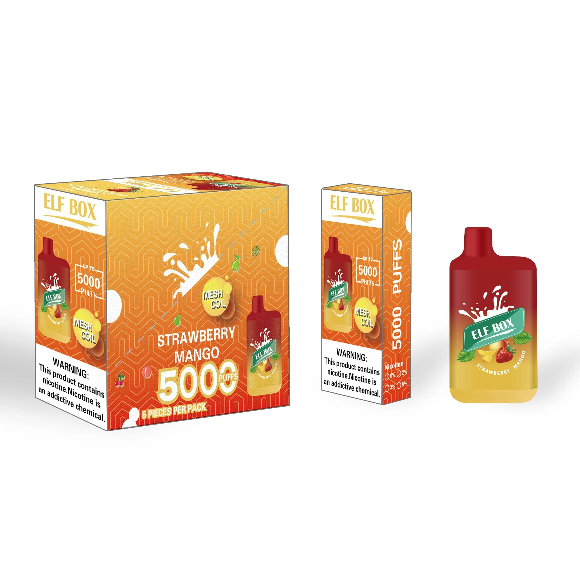 Atacado I Pape Nova fábrica de Fumadores preço directo Elf Box 5000 puffs 12 ml 2% de nicotina do cigarro eletrónico líquido-e descartável Vape