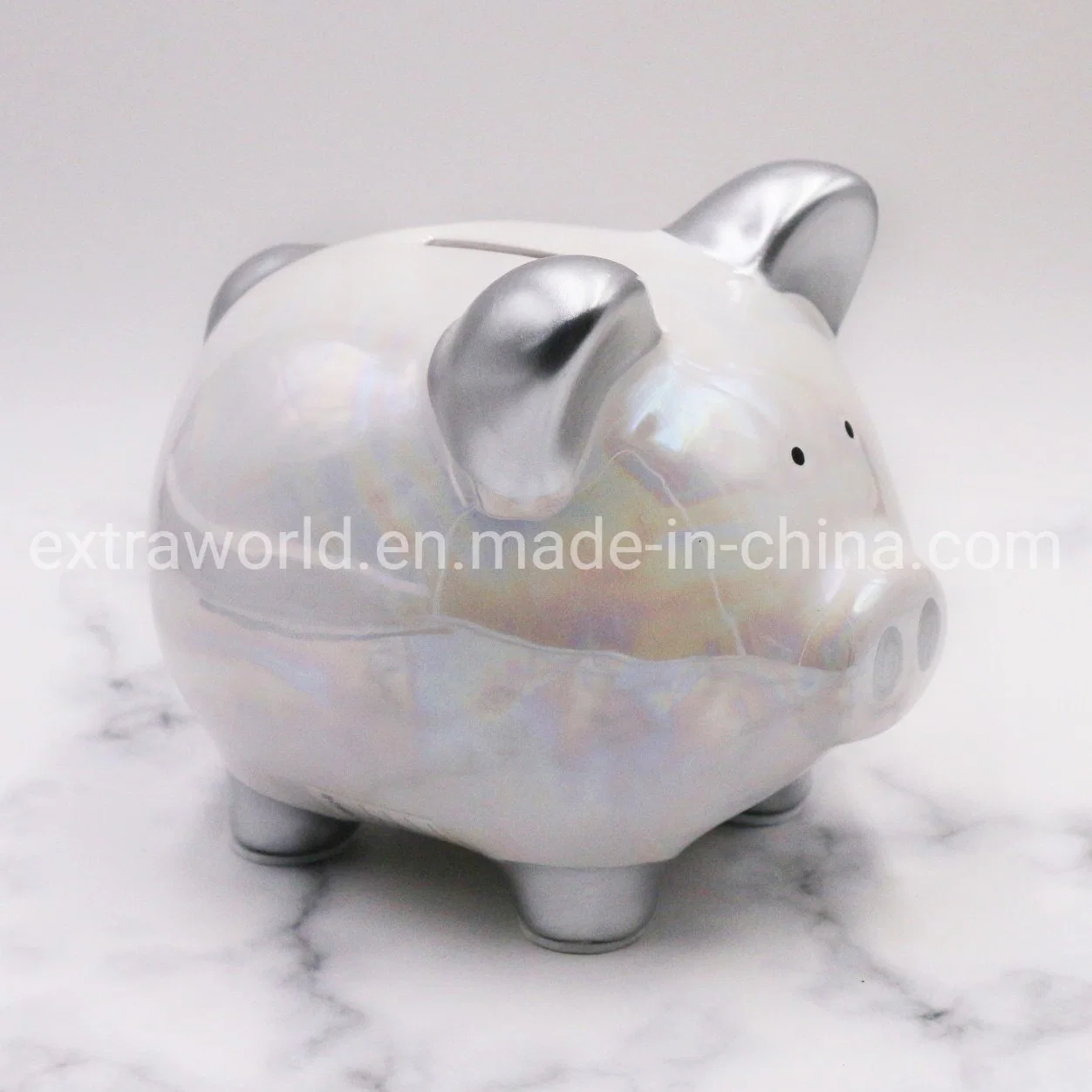 Custom Ceramic White Piggy Pig Coin Bank for Gift