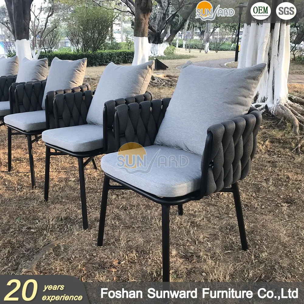 Modern Customized Outdoor Armchair Garden Hotel Home Cafe Patio Rope Woven Restaurant Dining Chairs