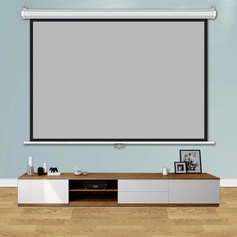 Manual Pull Down Projection Screen Office School Supply