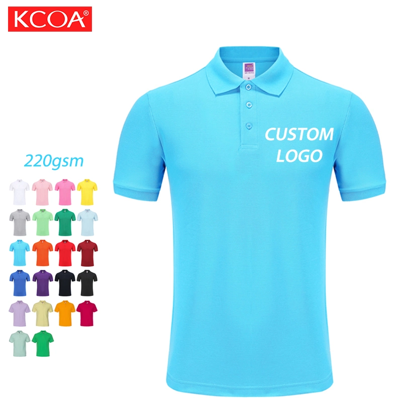 Stocked 220GSM Blue Promotional Cotton Blank Polo Shirt for Men