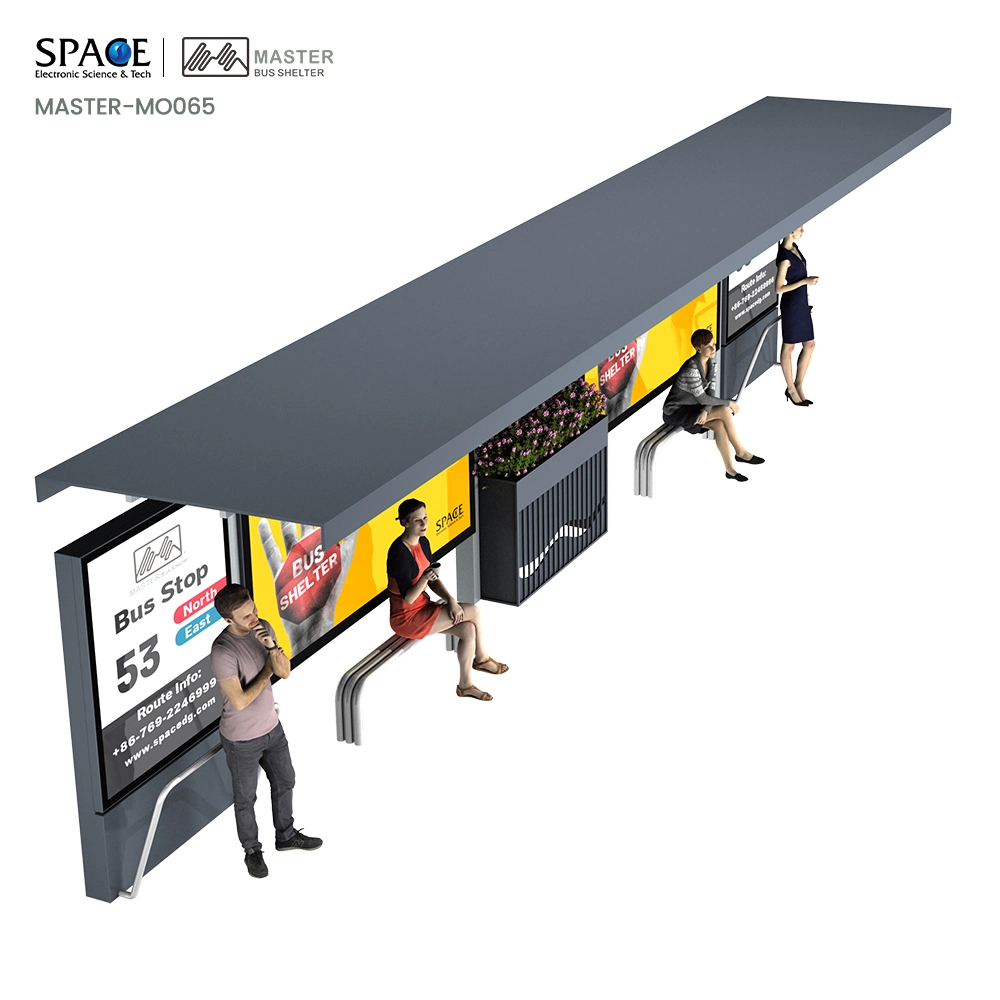 Smart City Stainless Steel Bus Shelter and Digital Bus Station USB / WiFi / Stop Reporting System