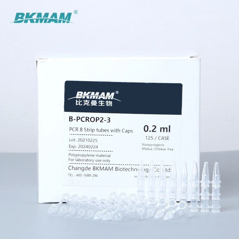 High Transparent Lab Use PCR Tubes 0.2ml 8 Strip PCR Tubes with Domed Cap for Sampling Test