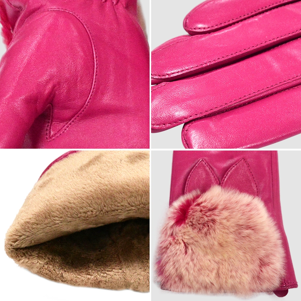 High quality/High cost performance  Customizable Colours Glove Daily Life Usage Sheepskin Gloves Pink Mittens Whole Leather