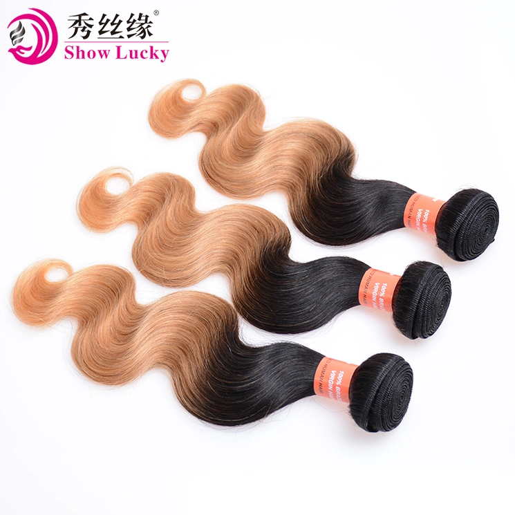 Natürliche Remy Brasilianische Jungfrau Menschliches Haar Weft Körper Welle Cuticle Halten Ombre 1b / Blonde Mink Haarprodukte