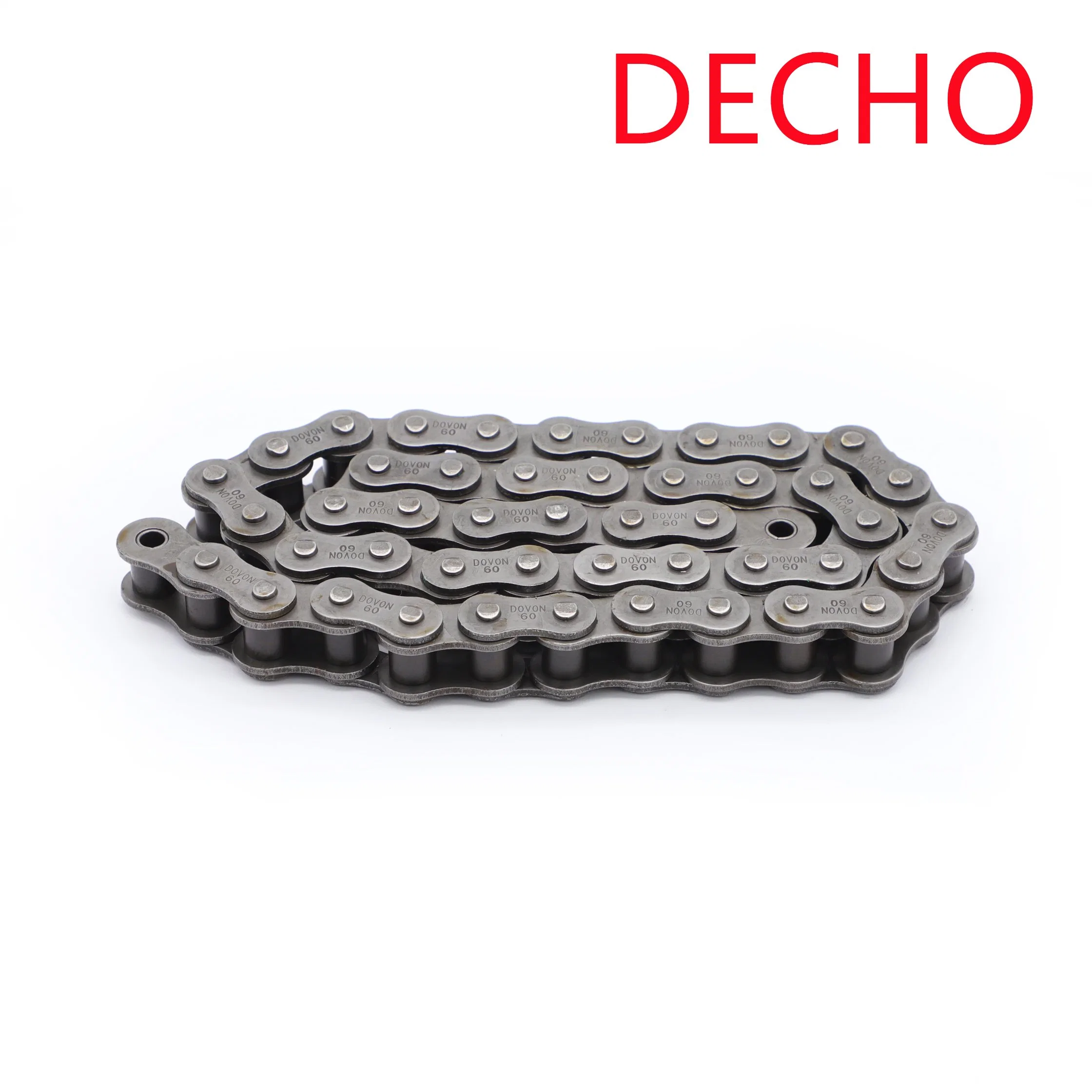 Double Pitch Transmission Chains with Straight Plate