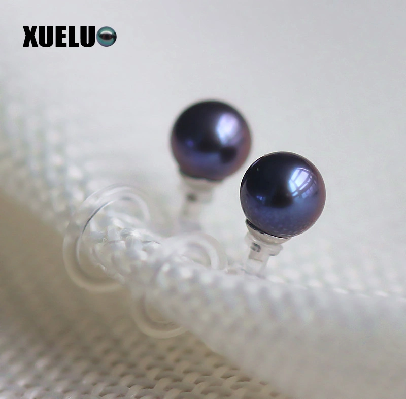 AAA ronda perfecta de agua dulce de cultivo Natural Black Pearl Pendientes de clip de oreja No Hole