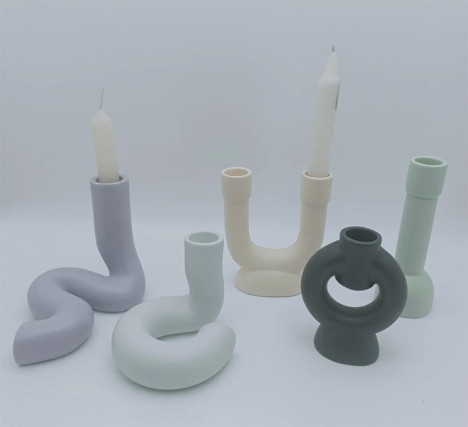 Modern Minimalist Abstract Geometric Ceramic Candle Stand Candlestick Candleholder