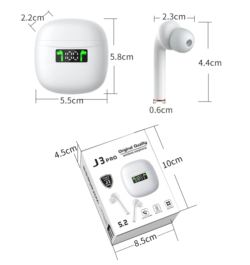 Auriculares internos inalámbricos Bluetooth 5,3 PRO J3 auriculares inalámbricos Hi-Fi Auricular estéreo Enc