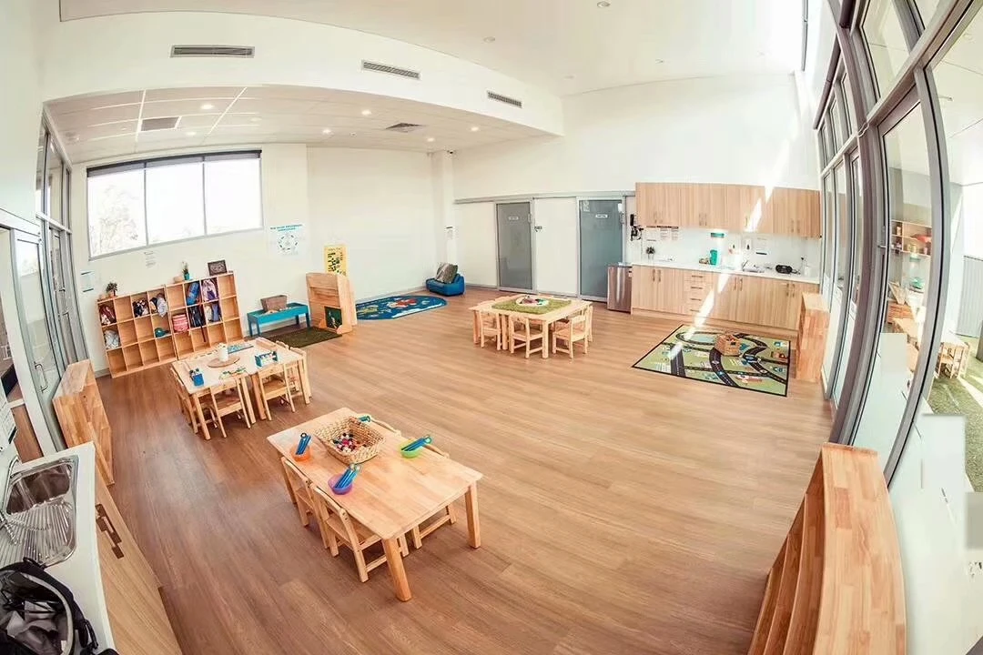 Natural Wood Theme Kids Aula Muebles, Kindergarten Muebles suministro de equipo preescolar para Australia