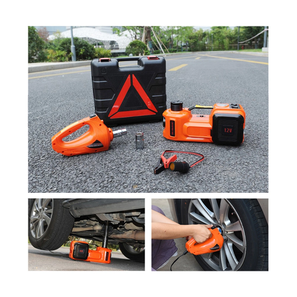 4 em 1 Kit de Ferramentas de Reparação Automóvel Macaco Carro Hidráulico incluir na tomada eléctrica / Chave de impacto eléctrica / Bomba de Enchimento dos Pneus /Lanterna LED Light (Flash) (HEM5T)