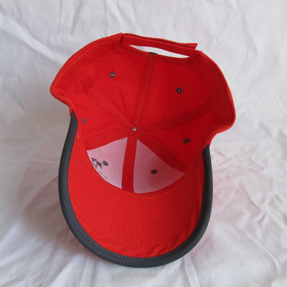 Zp021 Customized Red Color Cotton Adult Baseball Cap