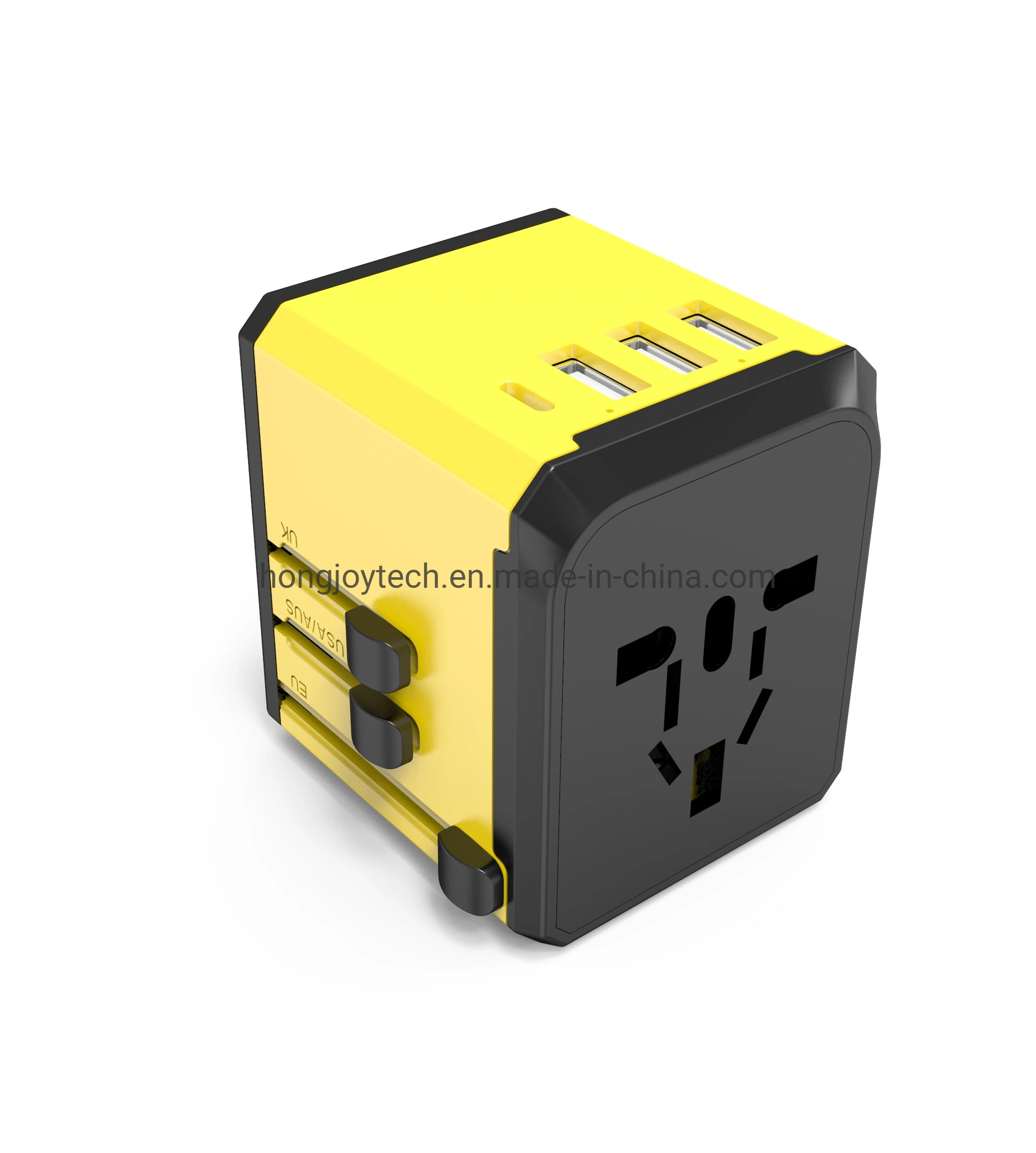 British U. S. A European Australia International DC Charger Universal Travel Power Adapter mit 3 USB-Anschlüssen und Typ-C Schnellladeadapter für digitale Geräte