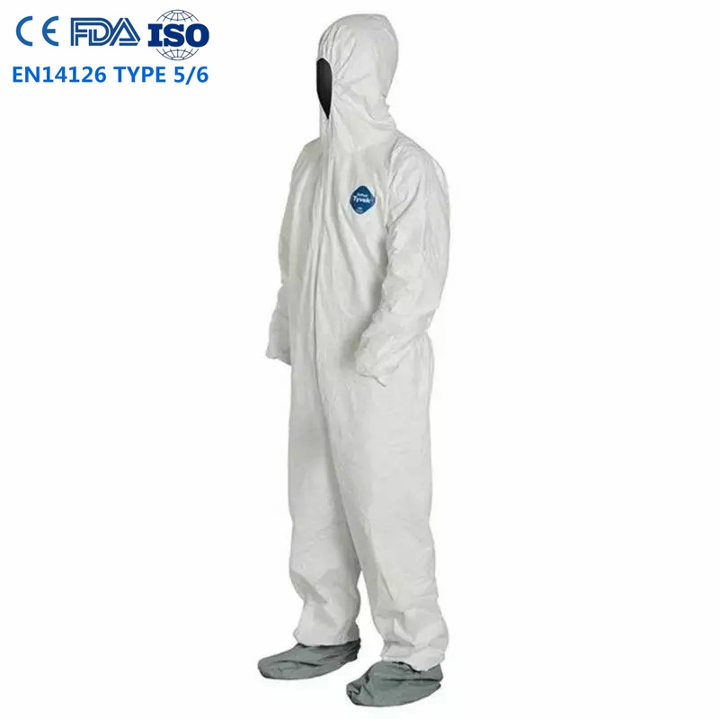 En13034 Factory Tyvek 400 Disposable SMS PP PE Protective Coverall 70g for Spraying Industry PPE Anti-Small Particles Washable Type 5 6 Isolation Suit Cat III