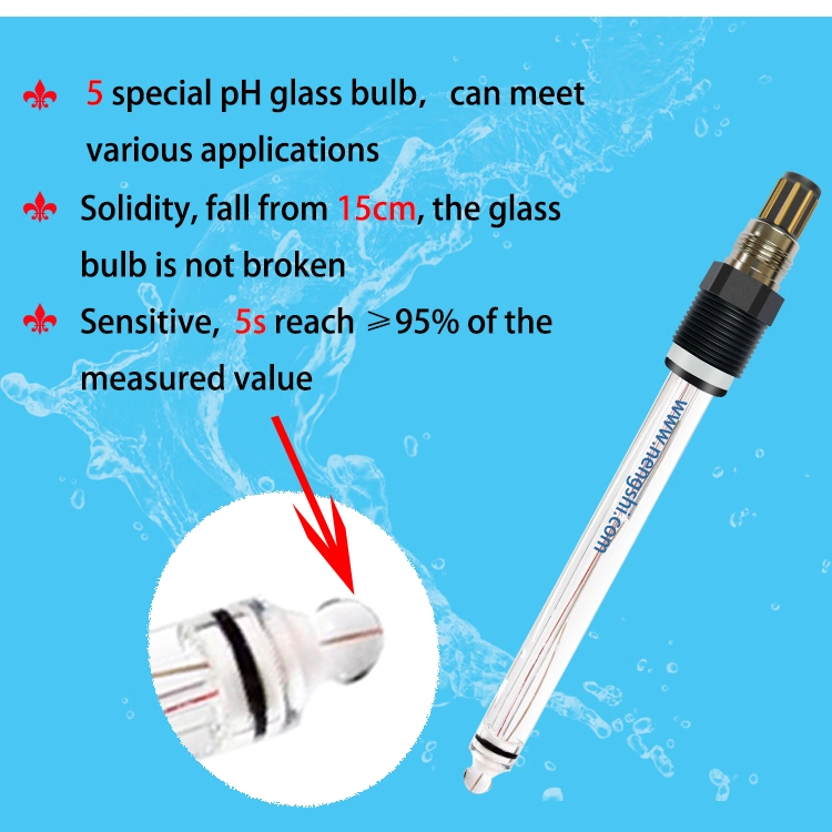 High quality/High cost performance  Online Industrial Refillable pH Sensor pH Electrode 0-14pH