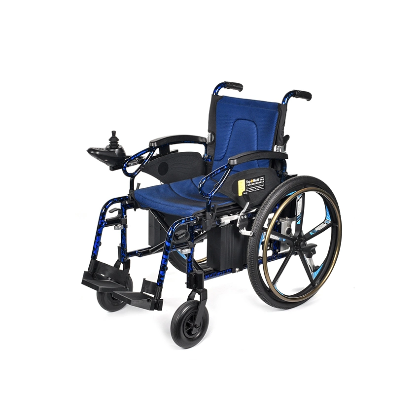 Outdoor Medical Equipment Aluminum Powered Folding Electric Wheelchair with Taiwan Motor