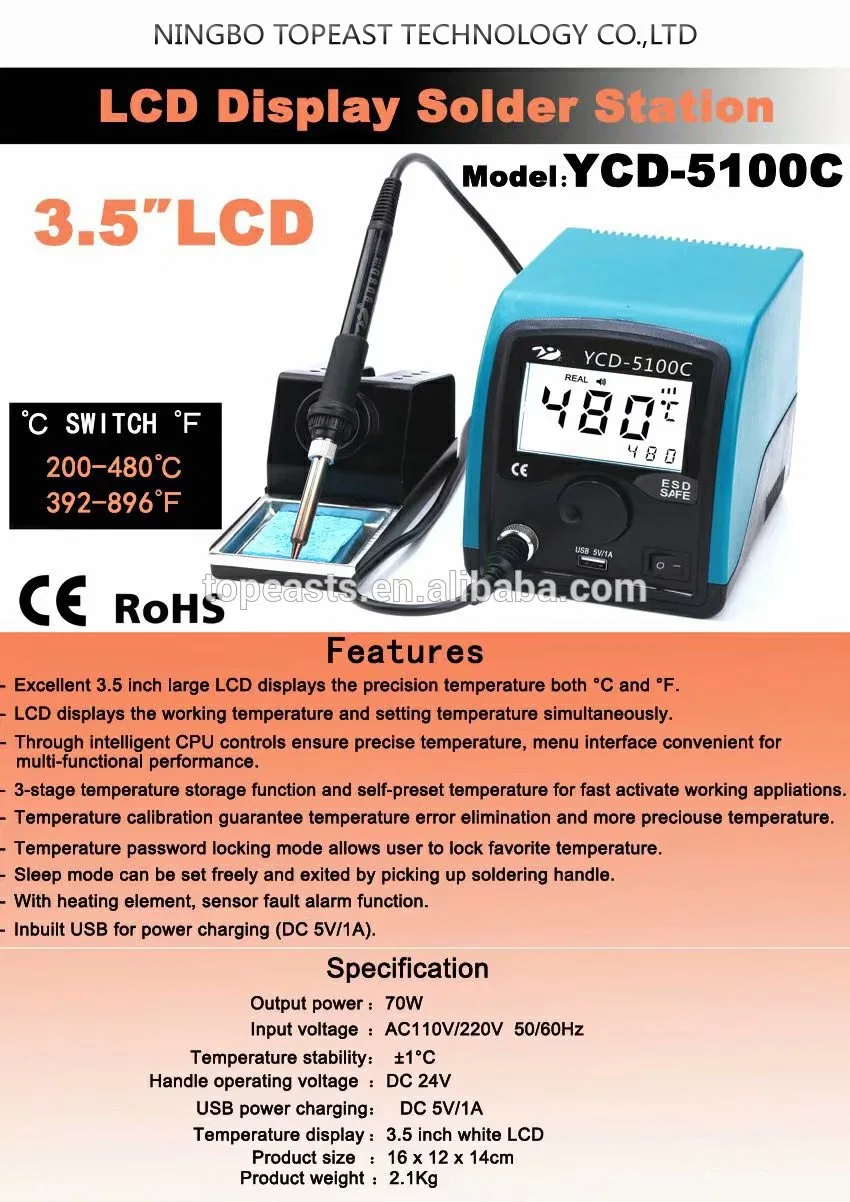 2019 New Big 3.5&prime; &prime; LCD Rework Soldering Iron Station