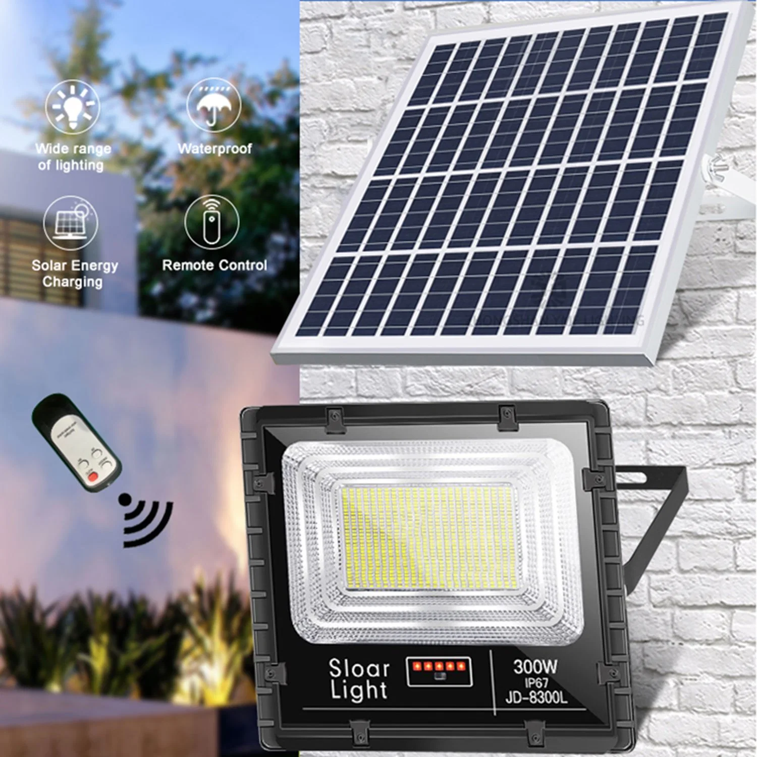 New Design Solar Flood Light 60W 100W 200W 300W with IP67 Waterproof Stage Light Solar Power Station