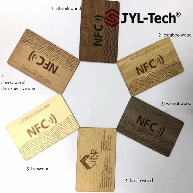 Cartão RFID de madeira NFC amigo do ambiente cartão Bamboo cartão de Hotel Laser Impressão de impressão CMYK
