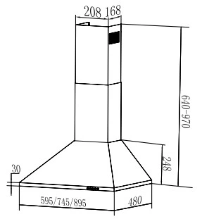 60/75/90cm campana extractora de la torre