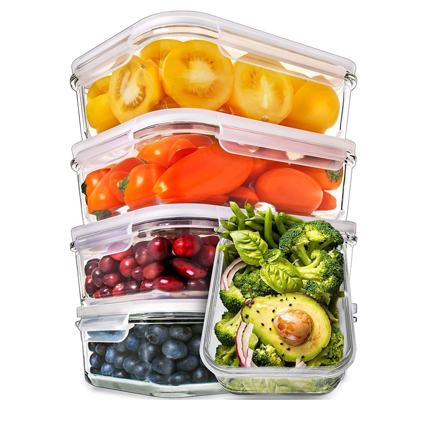 Heat Resistant Borosilicate Glass Food Container Set Meal Prep Container Box with Leakproof Lid