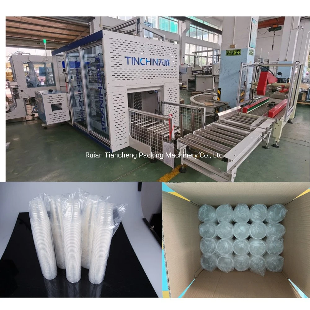 Fully-Automatic Plastic Cup Counting Machine Packing Machine Case Machine One Line or H Tape Sealing Machine