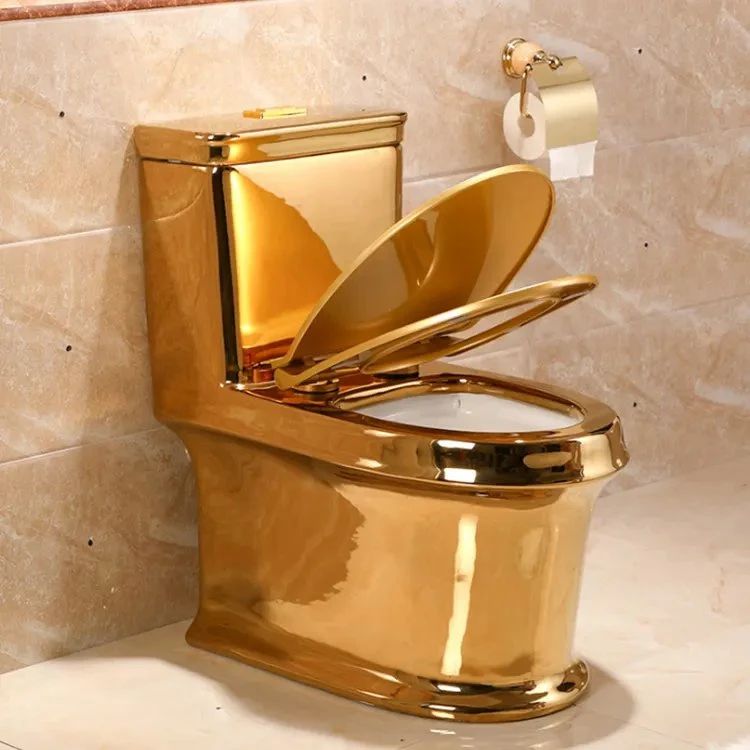 Luxury Ceramic Gold Plated Wc Sanitary Ware Bathroom Plating Solid Gold Toilet Commode Sanitary Ware