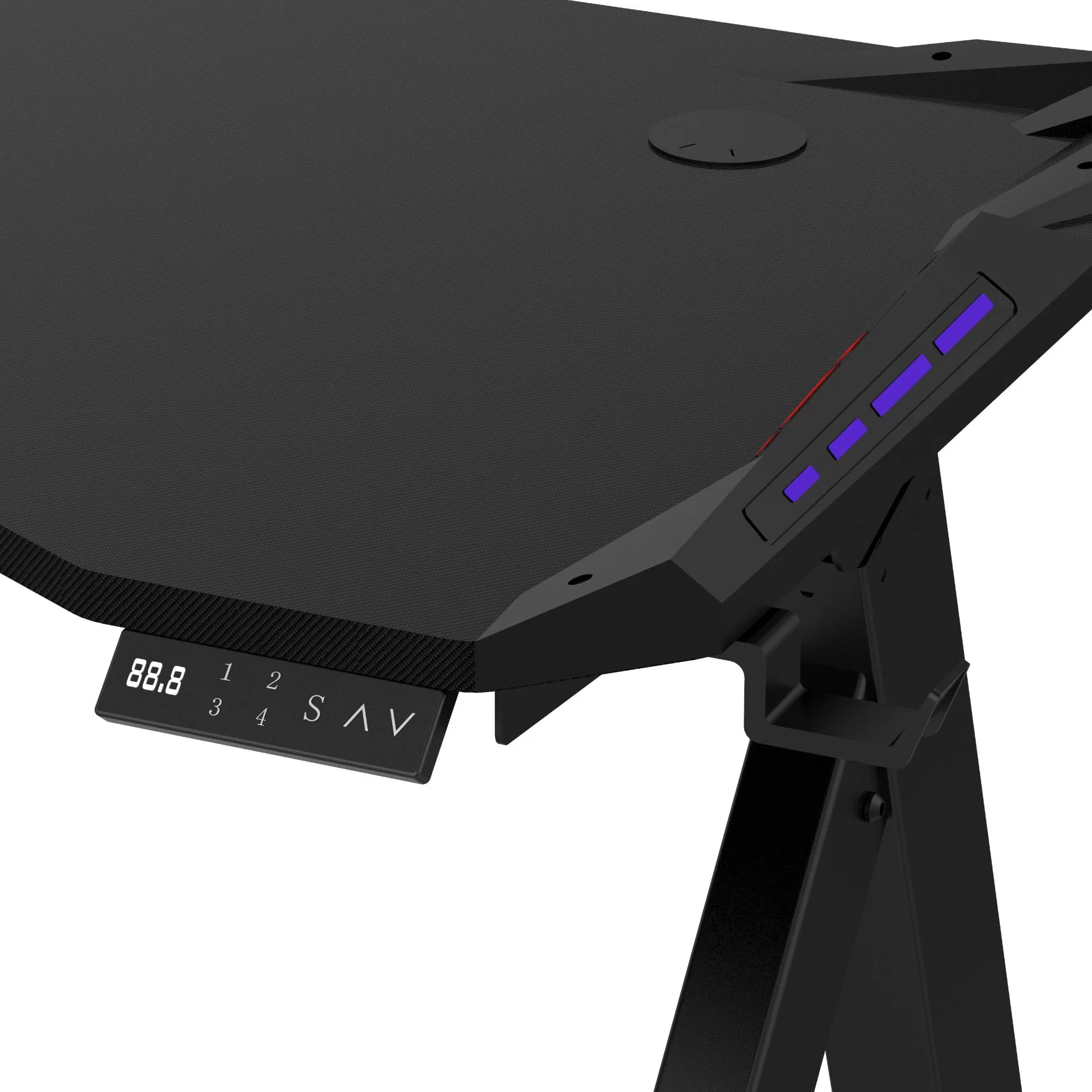 Ergonomischer Spieltisch RGB LED Light E-Sports Computer Tisch Y-förmig Metal Frame Stable Desktop Game Console Workstation