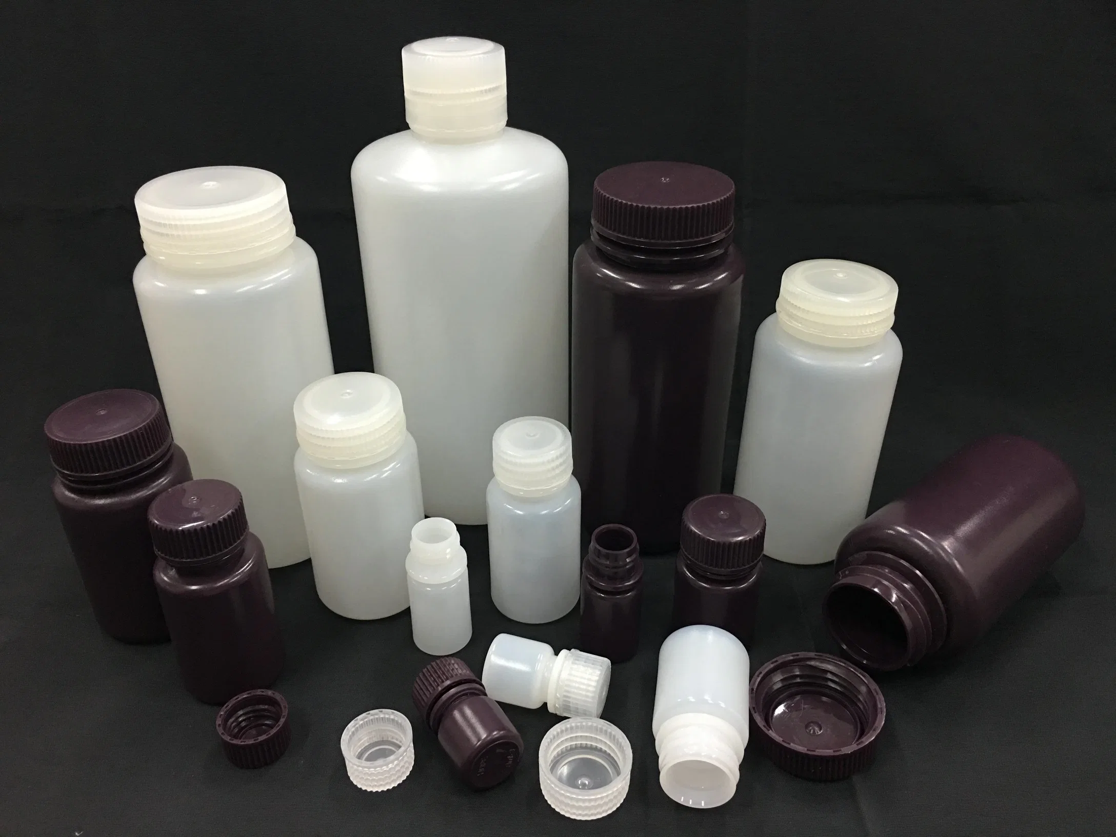 HDPE Wide Mouth Lab Supplies 8ml 15ml 30ml 60ml 125ml 250ml 500ml 1000ml Brown with Screw Cover Reagent Bottle