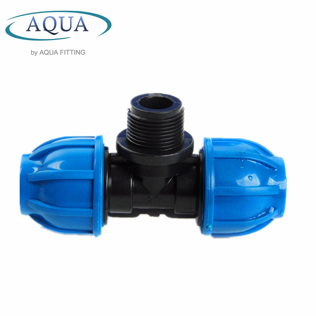 PP Compression Fitting Thread Plastic PPR Pipe Fitting Male Tee