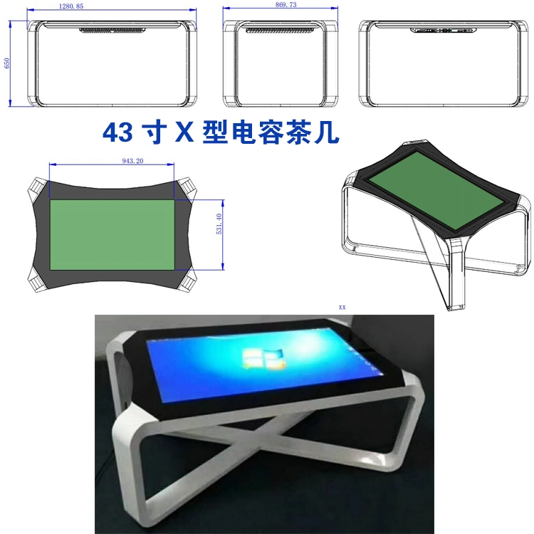 49 Inch Touchscreen Interactive Smart Table LCD Advertising Display Multi Touch Screen Information Kiosk for Coffee Bar Table/Conference/Restaurant/Meeting Room