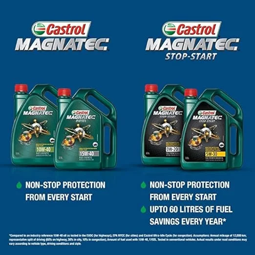 Castrol Magnatec Stop-Start 5W-30 aceite de motor totalmente sintético para vehículos de gasolina, diésel y GNC 1L disponible.
