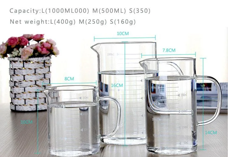 Wholesale/Supplier 250ml 500ml Heat Resistant Glass Measuring Cup with Scale