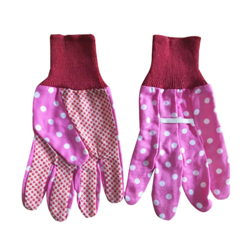 PVC Beaded Garden Work Printing Wide Mouth Thickening Protective Cut-Resistant Labor Gloves