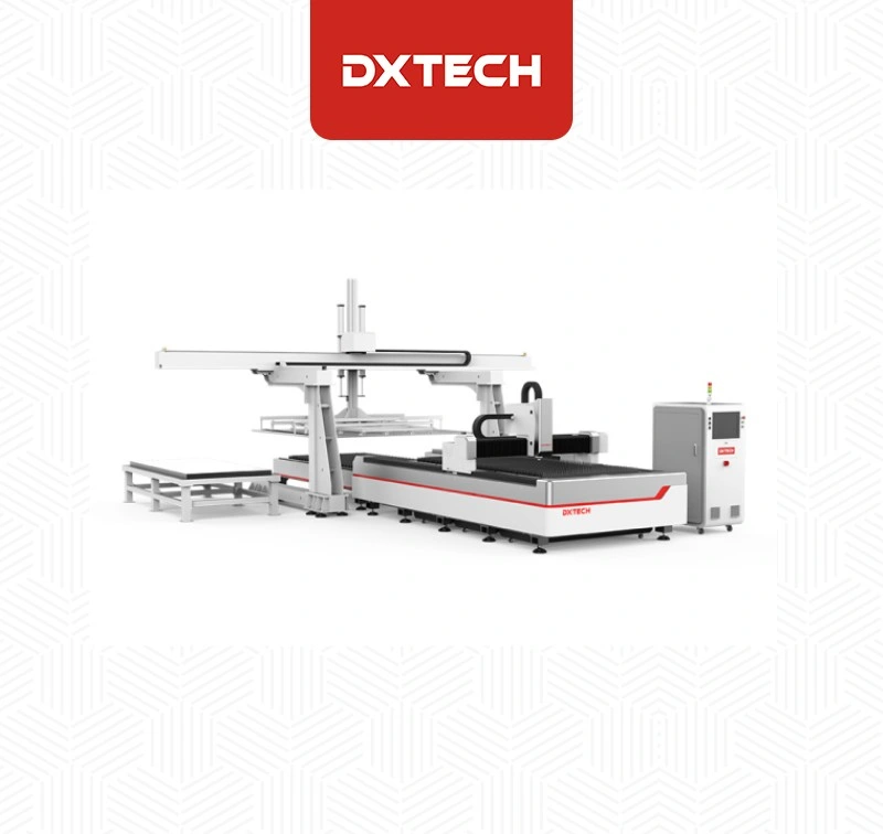 Dxtech Industrial Automatic 1000W 1500W CNC Metal Sheet Steel Laser Máquina de corte con carga y descarga de hierro de acero inoxidable